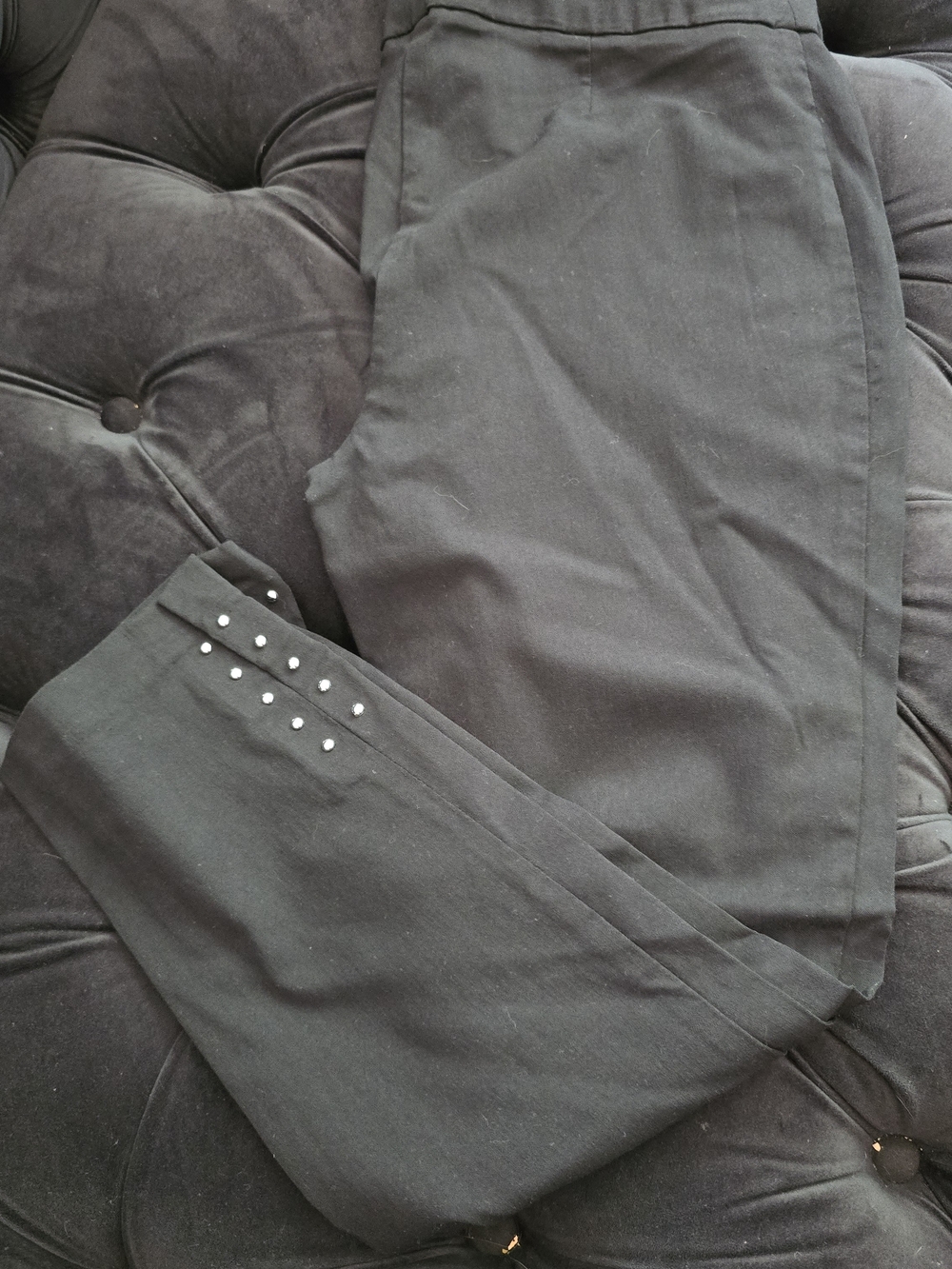 Roz & Ali Womens Black Slim Dress Trousers with Stud Detail